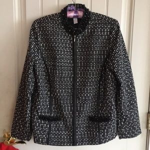 Chico’s black and white beaded jacket